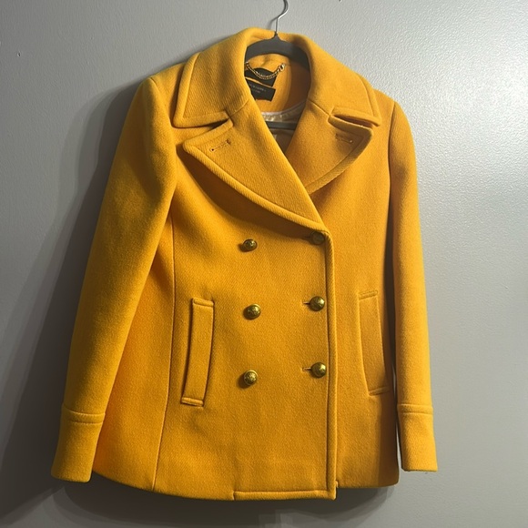 J Crew Marigold Majesty Stadium Cloth Wool Peacoat SZ 2 - Picture 1 of 11